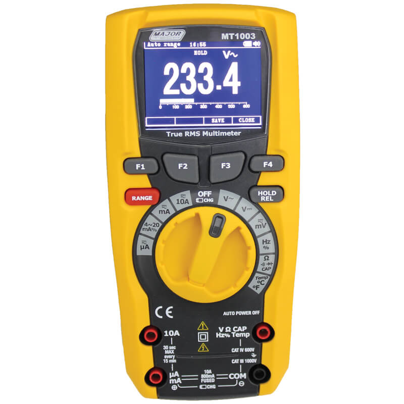 Major Tech MT1003 TRMS Industrial Multimeter with TFT, CATIV, 600V